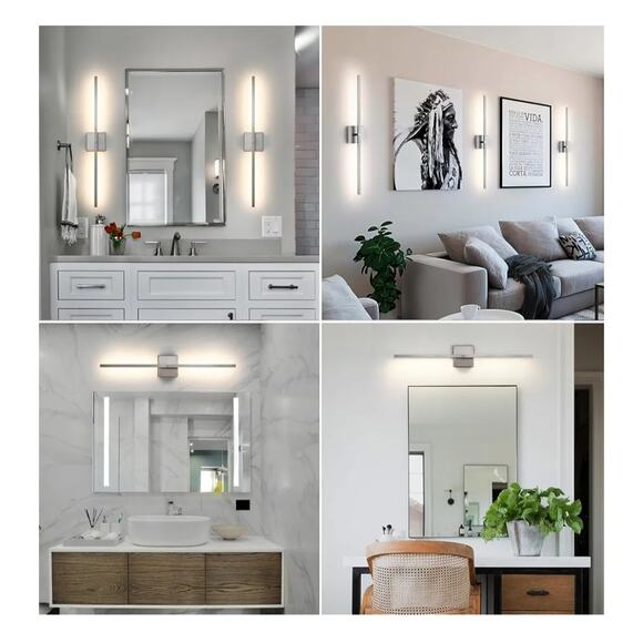 30" Brushed Nickel LED Bathroom Vanity Light Fixture Horizontal or Vertical - Picture 5 of 10